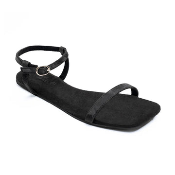Zoe Luxe Ankle-Strap Vegan Leather Black Women Sandals