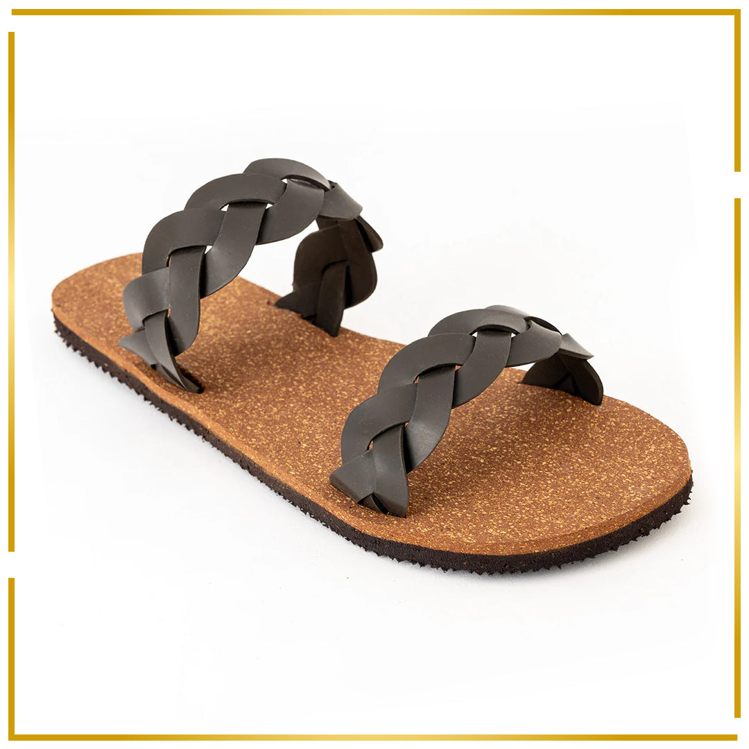 Lumi Dual-Strap Cork Brown Women Slides