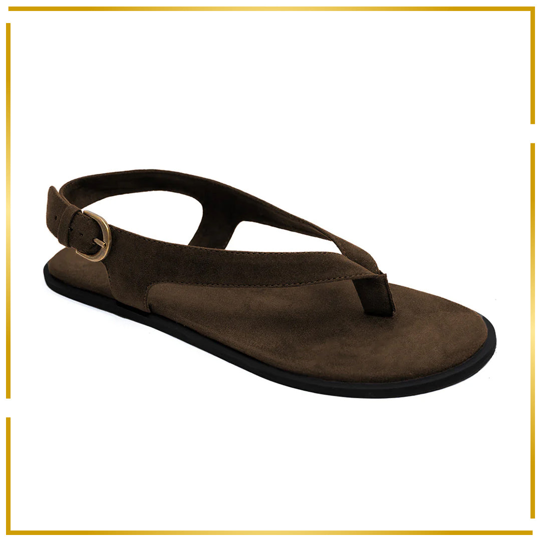 Aida Luxe Thong-Strap Vegan Suede Brown Women Sandals