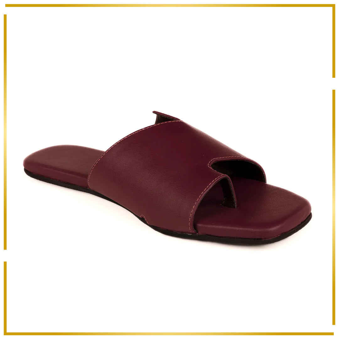 Yuna Cloak Vegan Leather Maroon Women Slides
